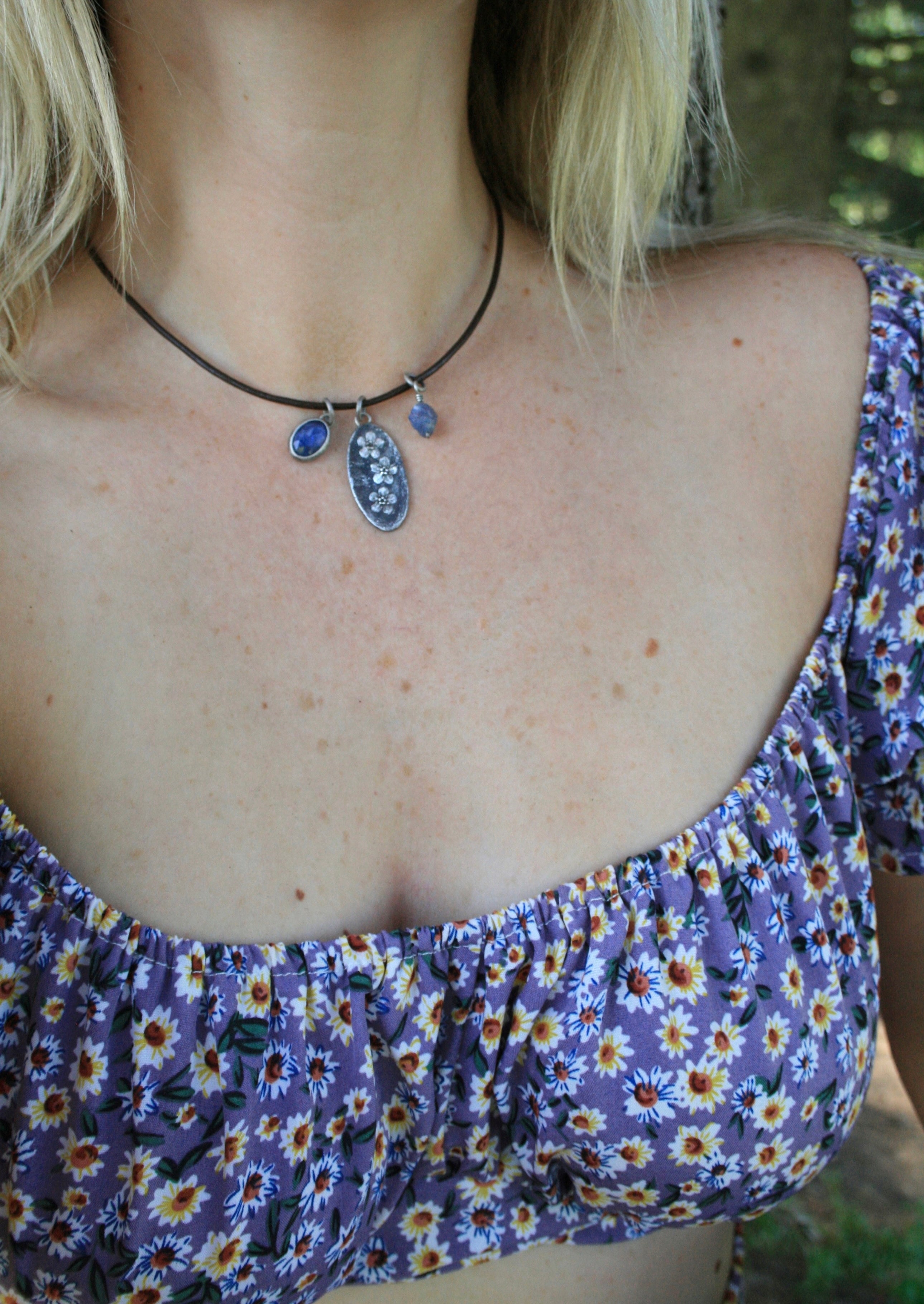 Tanzanite + Forget Me Not Necklace
