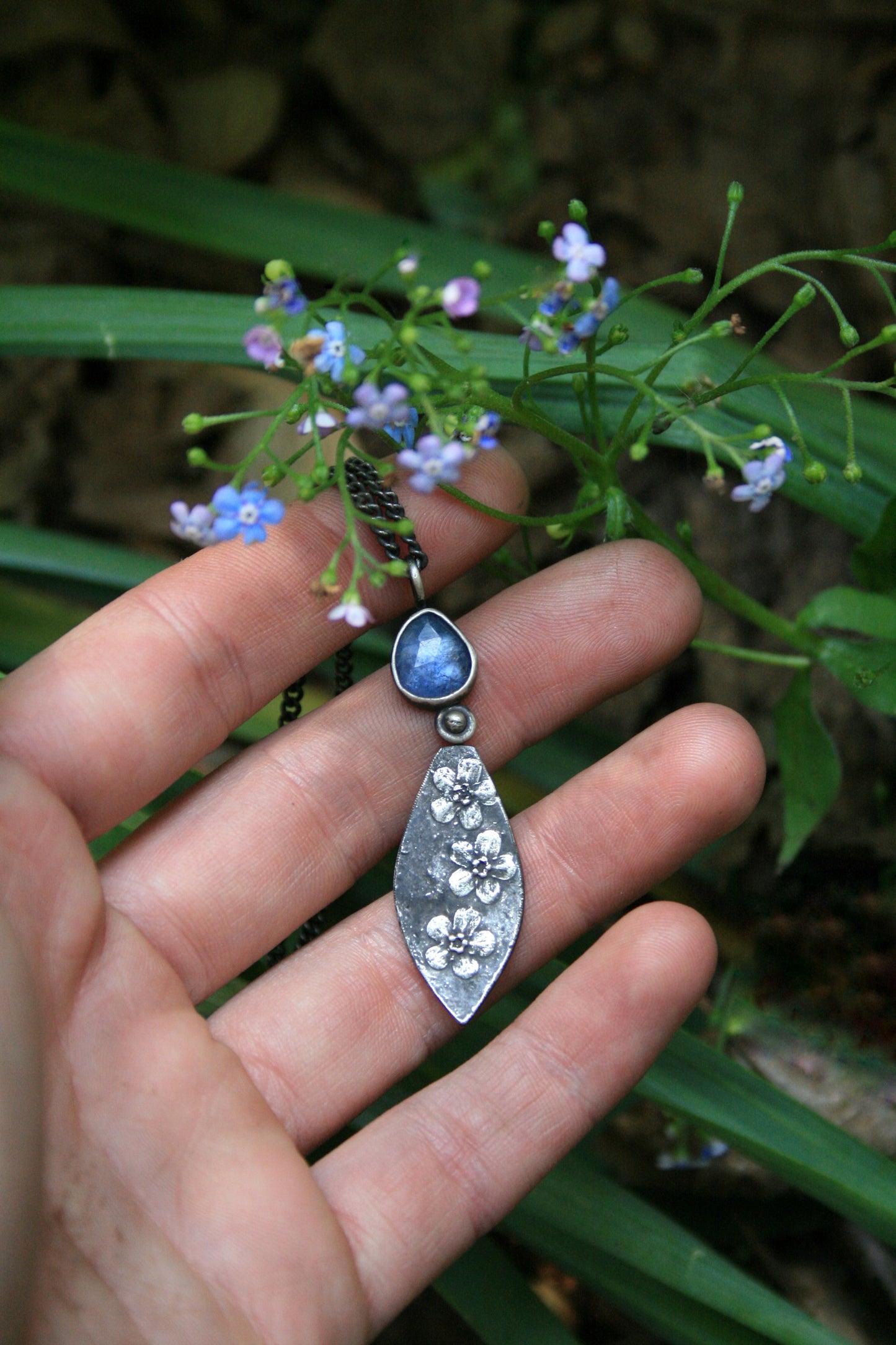 Tanzanite + Forget Me Not Necklace