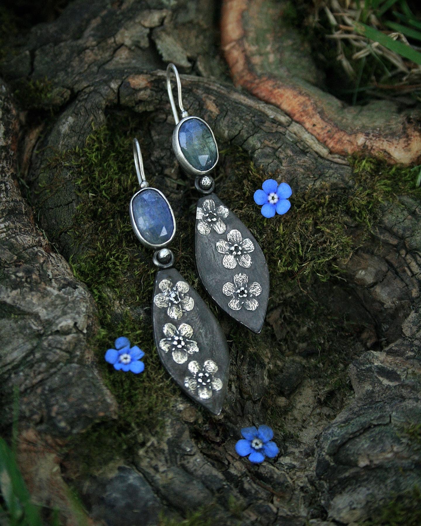 Tanzanite + Forget Me Not Earrings