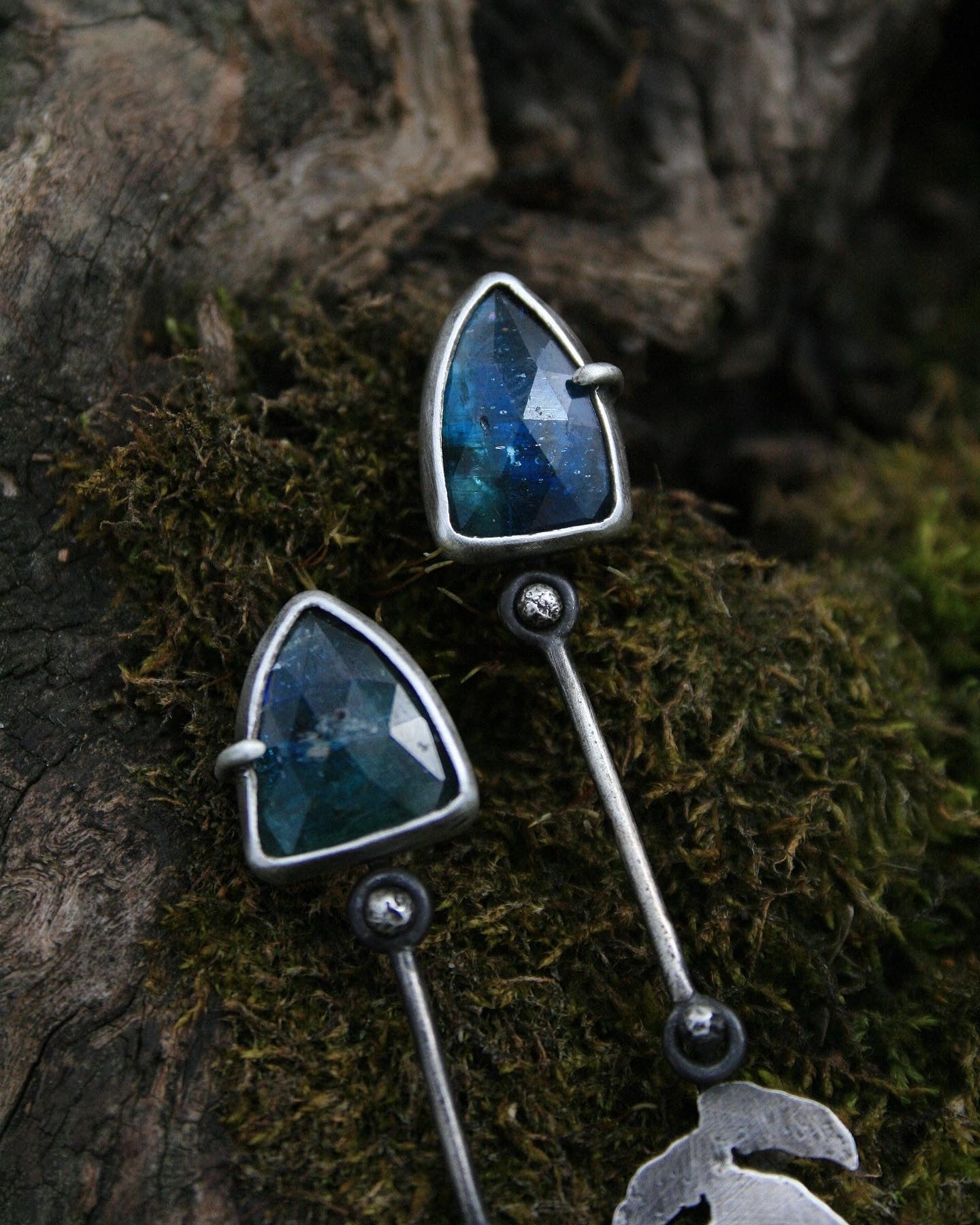 Kyanite + Fern Earrings