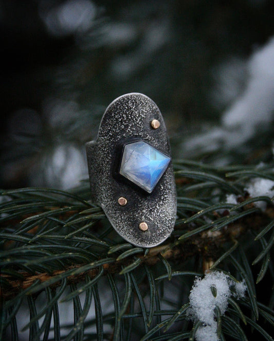 Moonstone Shield Ring // Fits 6.5-7