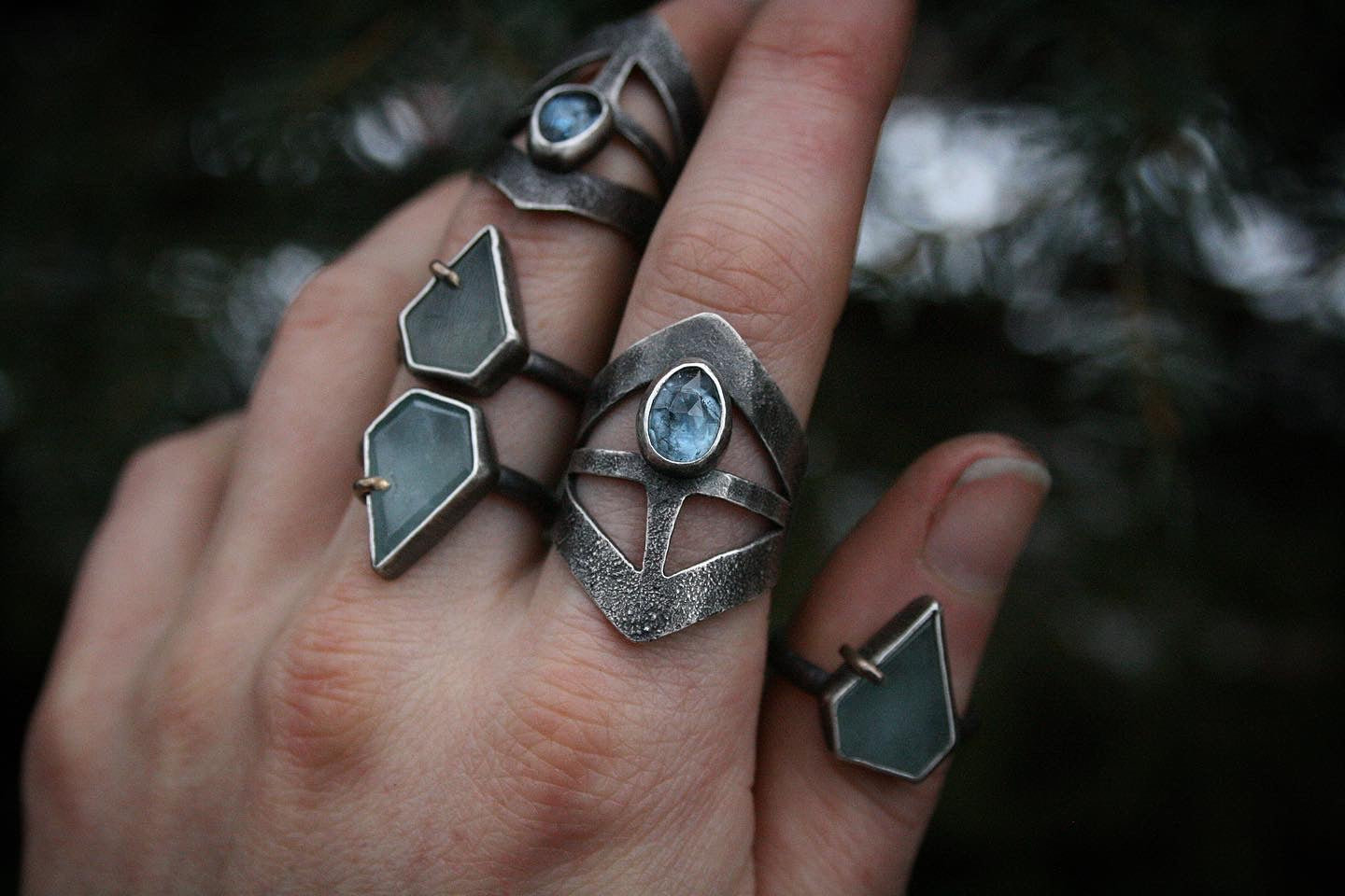 Aquamarine Dagger Rings