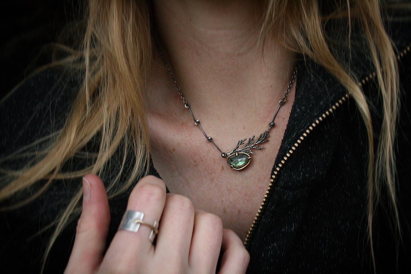 Labradorite + Cedar Neclaces