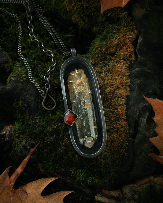 Blue Smoke Quartz + Garnet