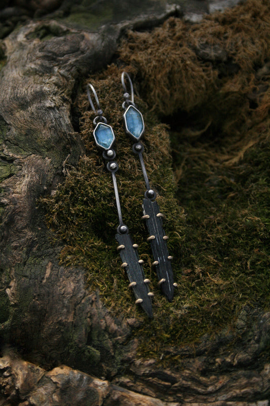 Sting Ray + Aquamarine Earrings