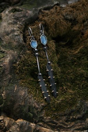 Sting Ray + Aquamarine Earrings