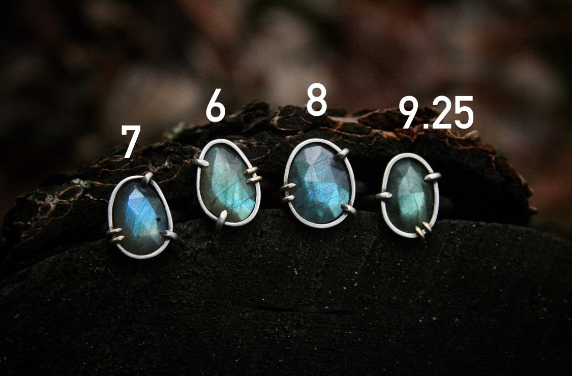 Labradorite Claw Rings