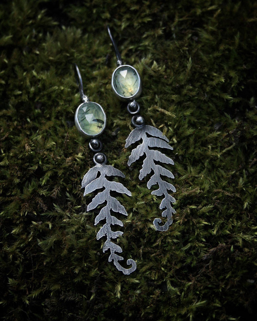 Prehnite + Fern Earrings