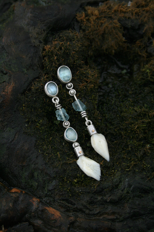 Fish Scale + Aquamarine Studs