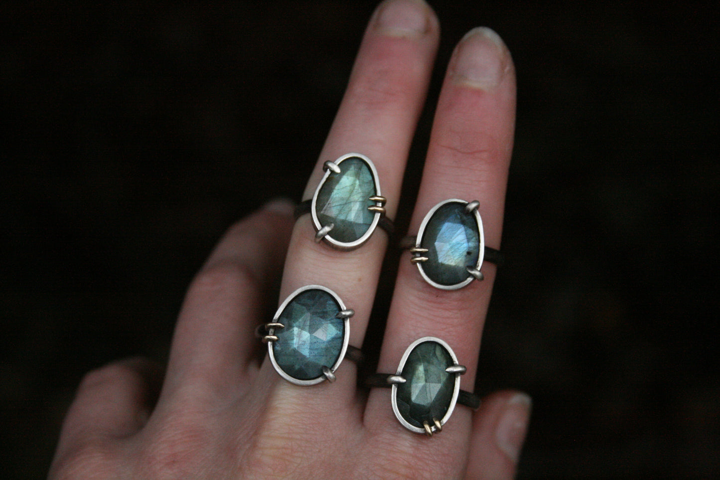 Labradorite Claw Rings