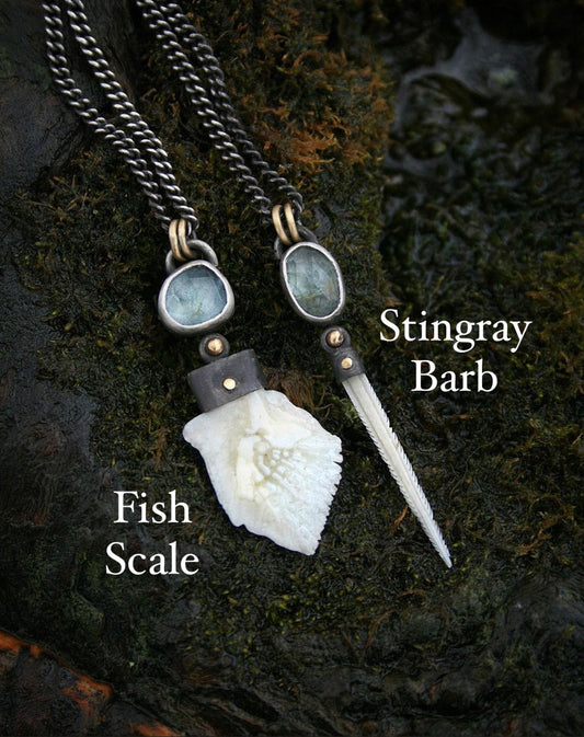 Bone + Aquamarine Necklaces