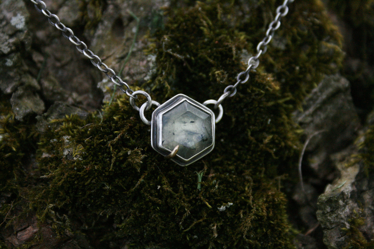 Tourmalinated Prehnite 18” Necklace