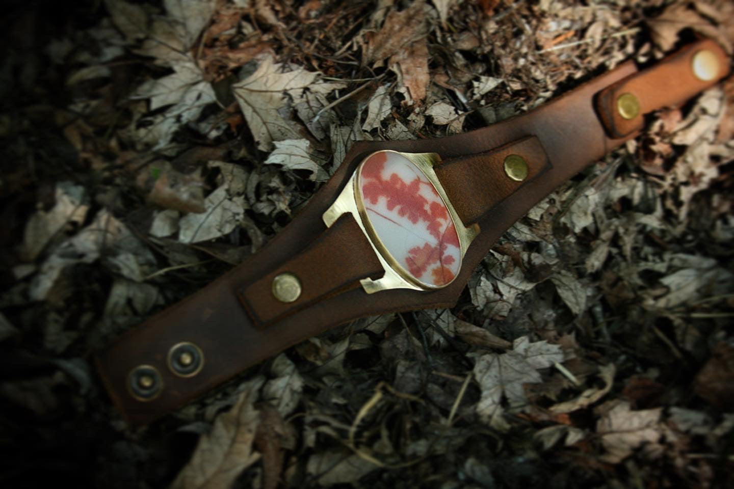 Dendritic Agate + Leather Bracelet