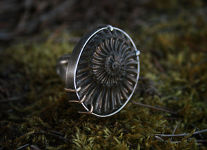 Pyritized Ammonite Negative Ring // Size 7-7.25