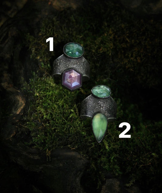 Double Stone Shield Rings