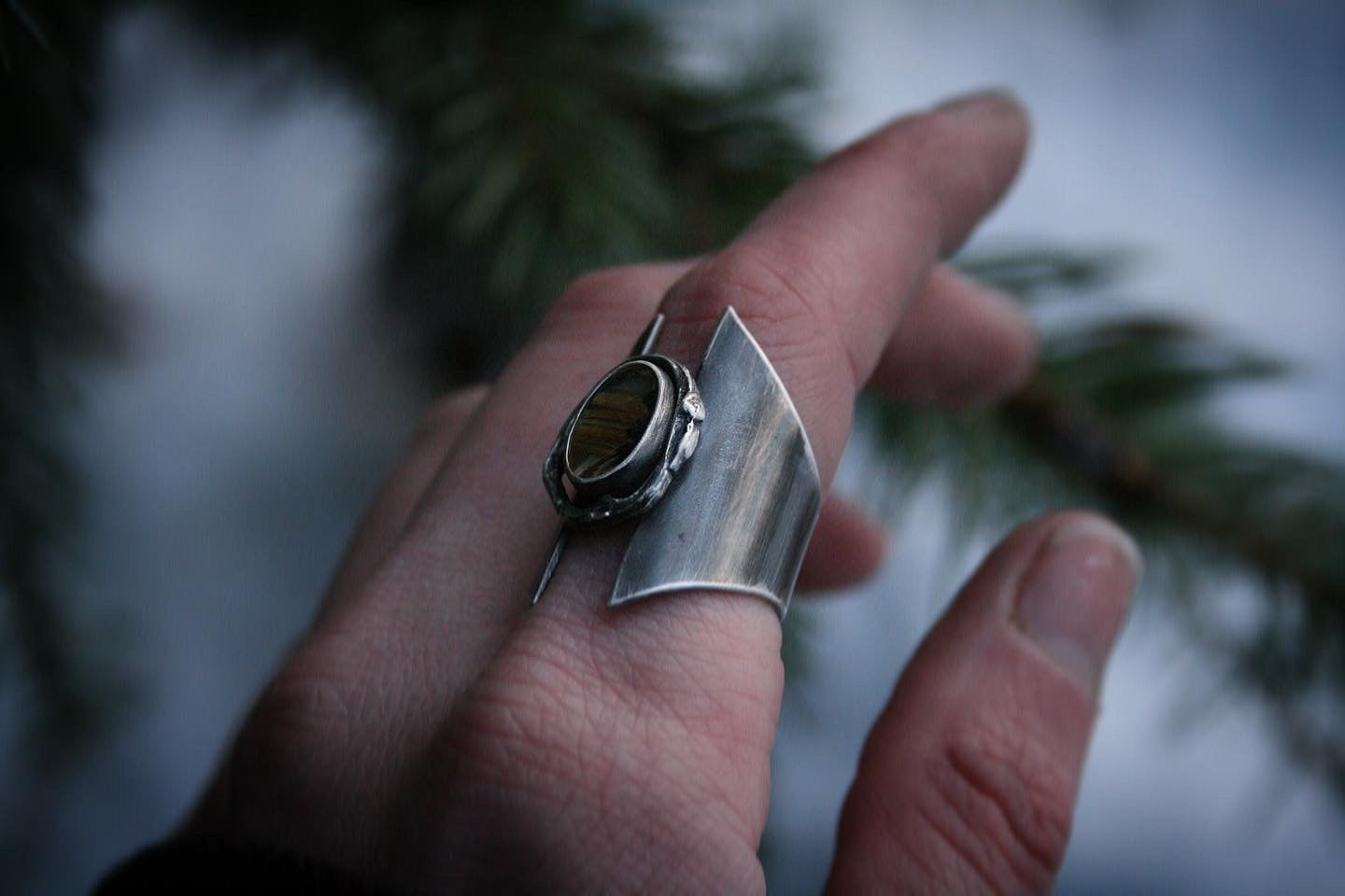 Ice & Earth Shield Ring // Best fits size 6-6.5