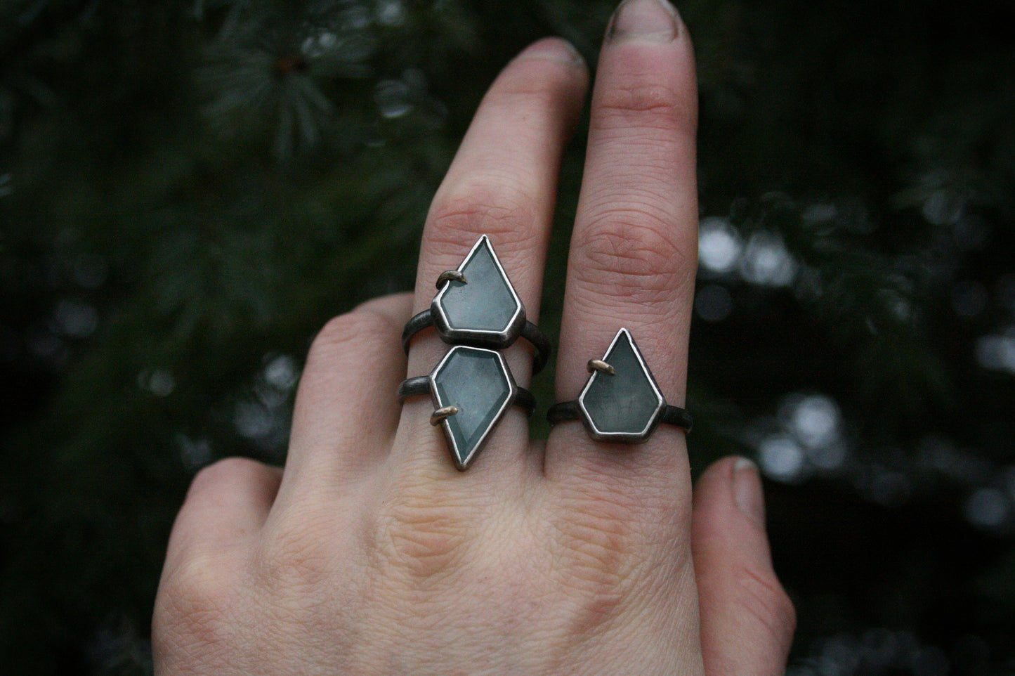 Aquamarine Dagger Rings