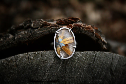 Star Rutilated Quartz Claw Ring // Size 6.5