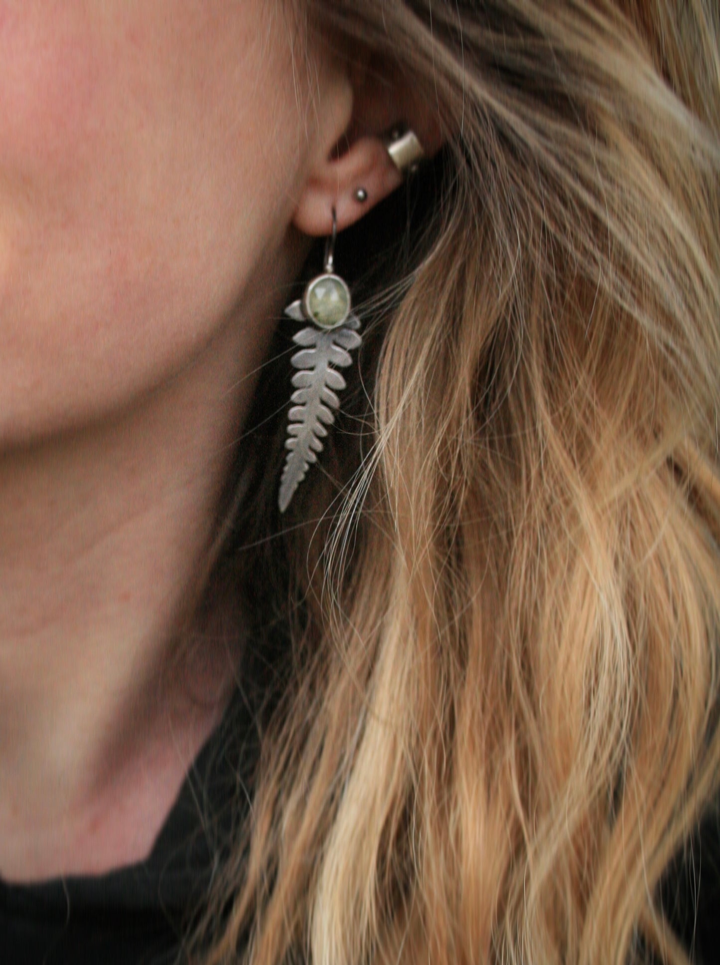 Prehnite + Fern Dagger Earrings