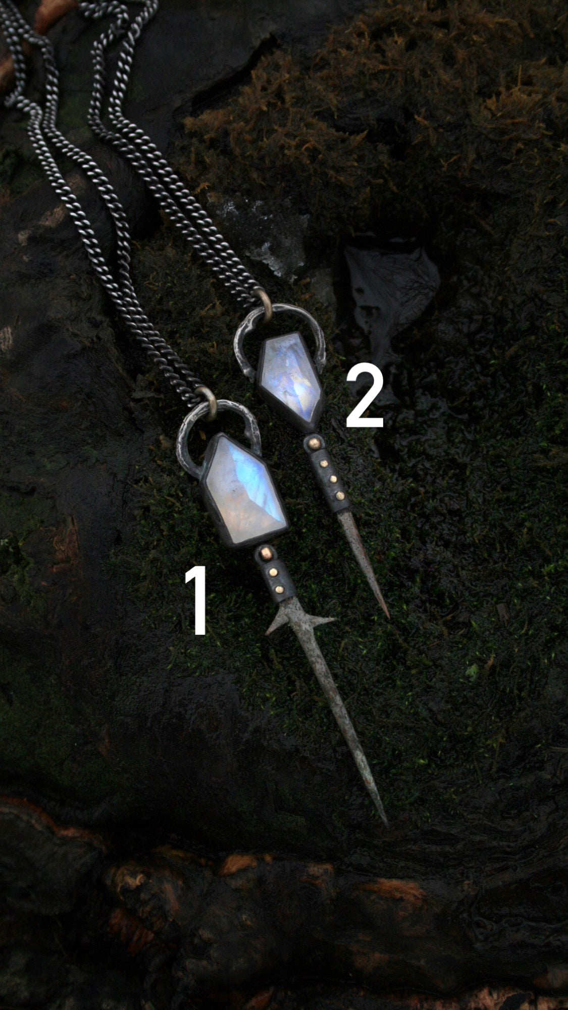 Locust Thorn + Moonstone Necklaces