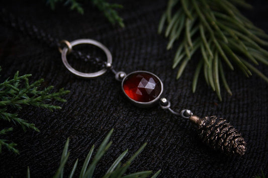Garnet Pinecone Lariat