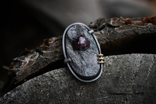 Raw Alaskan Garnet Ring // Size 6.5