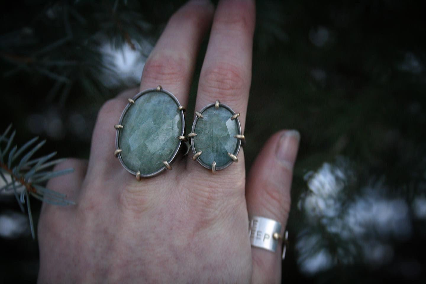 Aquamarine Claw Rings