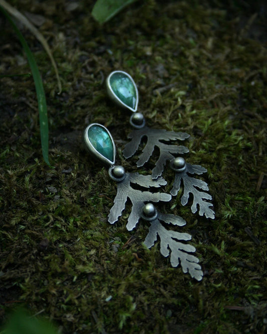 Kyanite + Fern Studs