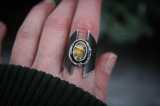 Ice & Earth Shield Ring // Best fits size 6-6.5